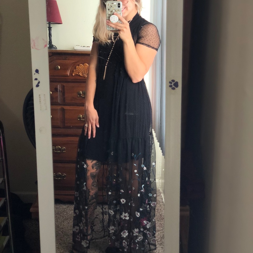 Lace floor length cardigan